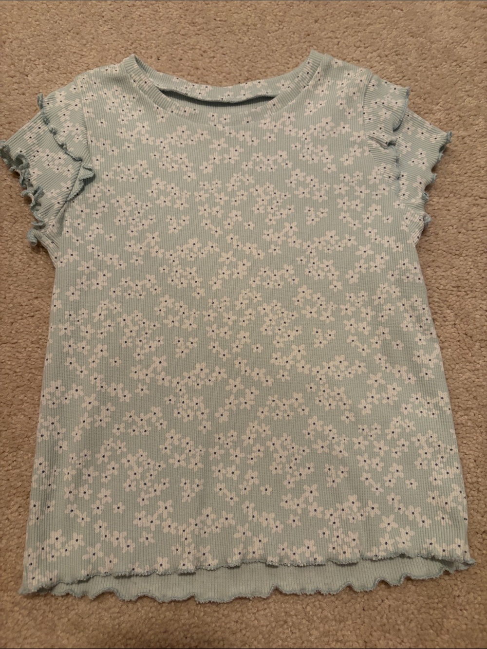 Little Co Floral Ribbed Short Sleeve Top